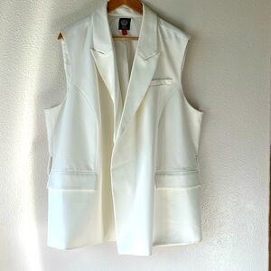 Vince Camuto White Sleeveless Blazer Jacket Layer Plus Size 3X